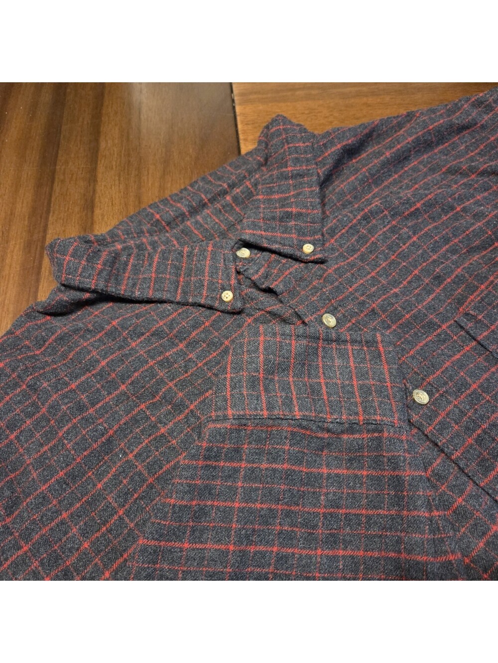 HB Harbor Bay Shirt Mens 5XLT Plaid Flannel Gray Red Long Sleeve Button Down